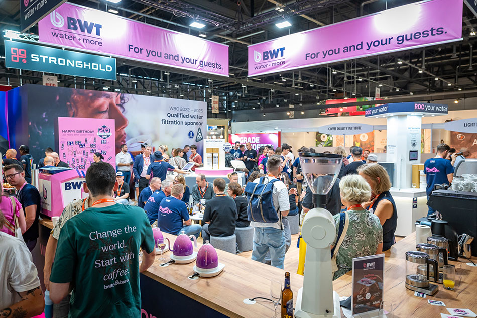 Rund 440 Aussteller, darunter BWT Water+More, zeigen auf der diesjährigen World of Coffee in Brüssel ihre Konzepte für die Specialty-Coffee-Szene. Foto: BWT Water+More