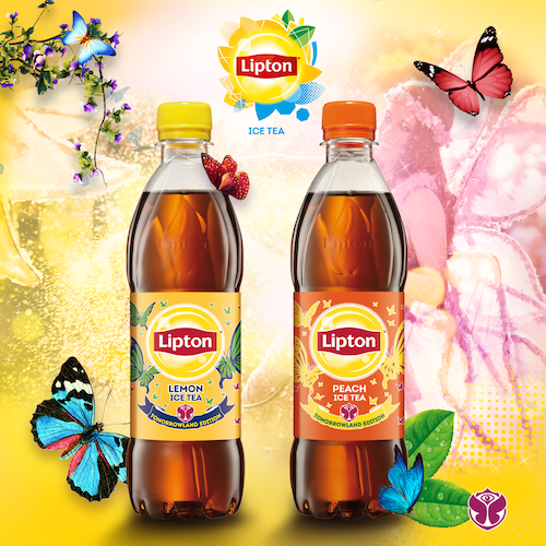 Die Schmetterlinge sind ein typisches Symbol des Open-Air-Festivals Tomorrowland. Sie sind ab sofort auch auf den 0,5-Liter-PET-Flaschen von Lipton zu sehen. Foto: Pepsico